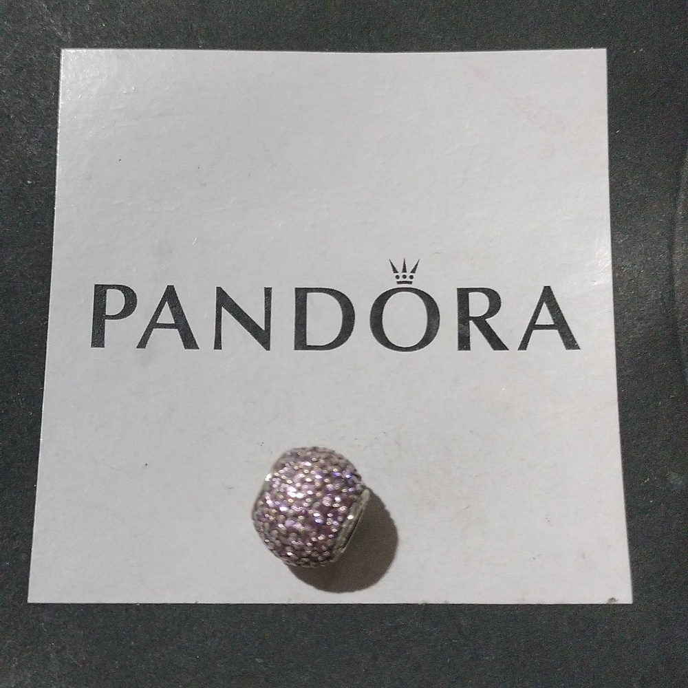 Pandora Sterling Silver Pave Lights Charm with Salmon Zirconia - 791051Pcz - Picture 2 of 5